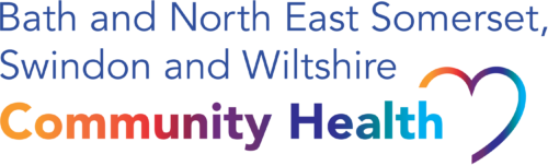 Logo reading Bath and North East Somerset, Swindon and Wiltshire Community Health. The words Community Health appear in a bold gradient, and a multicoloured heart-shaped symbol is on the right.